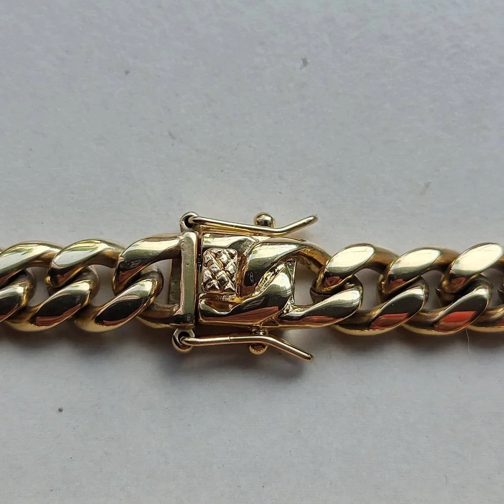 14K Gold Plated Stainless Steel Cuban Link Necklace 10mm Gold Chain
